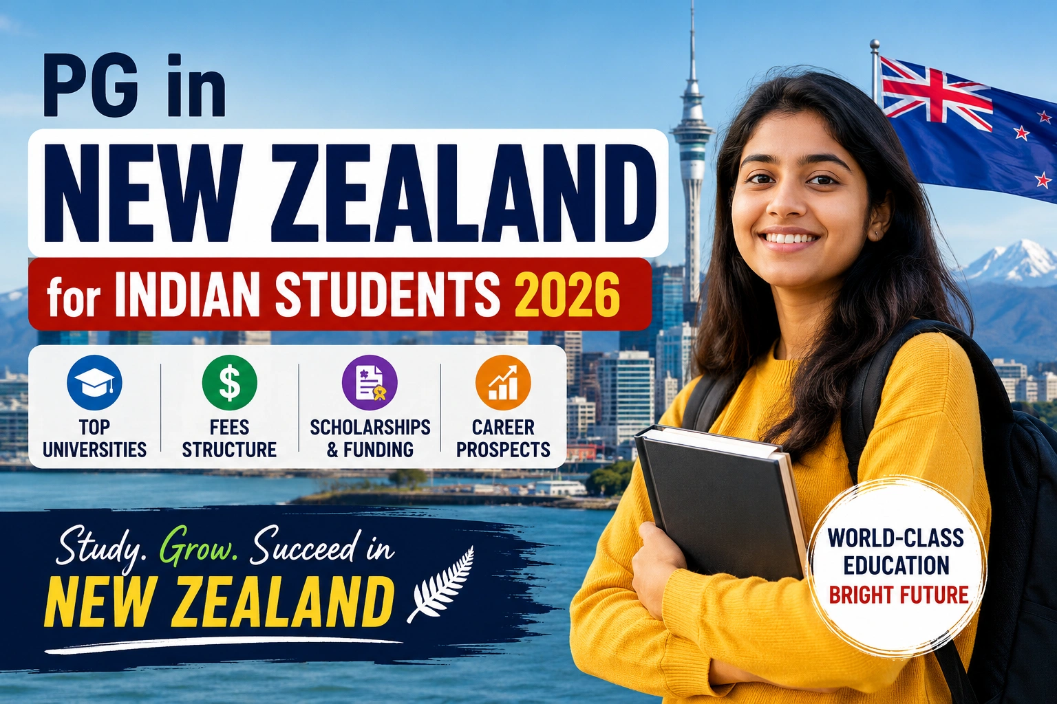 PG in New Zealand for Indian Students 2026: Universities, Fees, Scholarships & Career Prospects